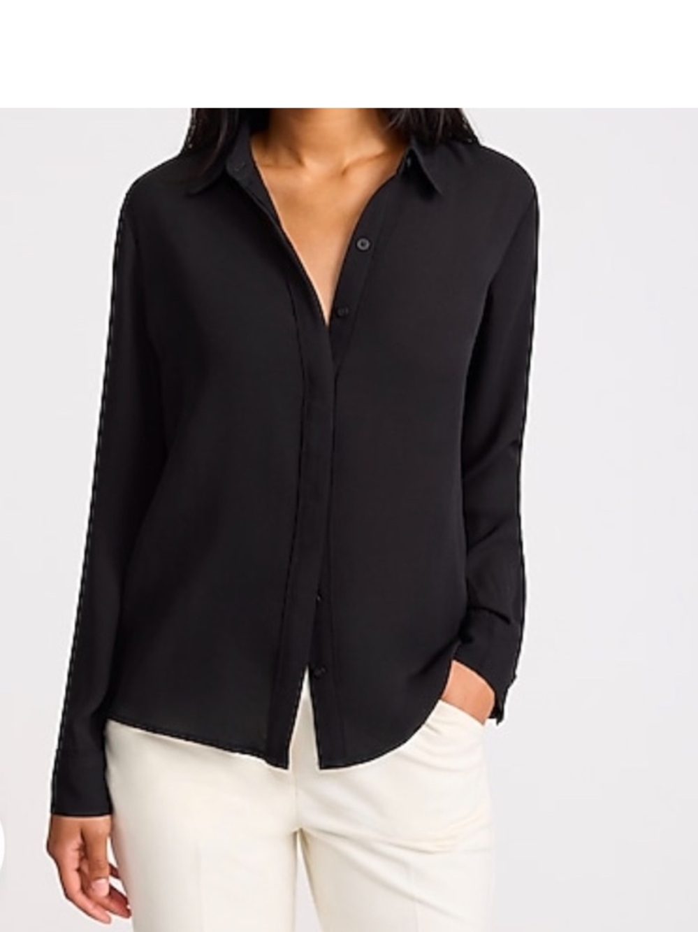 Express Classic Long-Sleeve Button-Down portofino Shirt - Black S